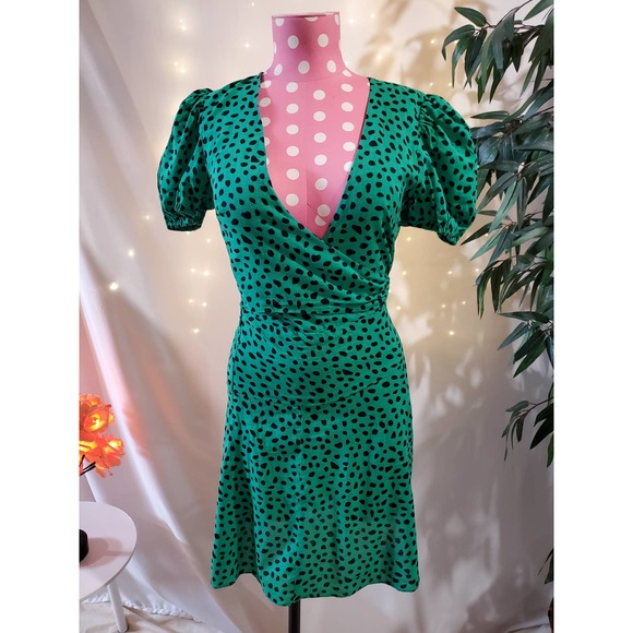 Urban Outfitters • Green Polka Dot Wrap Dress - Picture 3 of 10